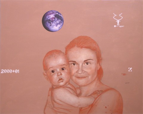 Cline et Lucie Ferreira-Rocha IMMATERIAUX III espace et silence 001231 Tech mixte sur toile de lin 92x73cm